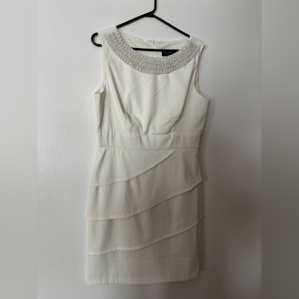 Connected Apparel White Layered Mini Dress